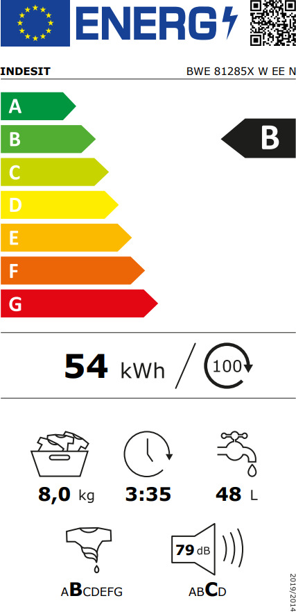 Indesit Πλυντήριο Ρούχων 8kg 1200 Στροφών BWE 81285X W EE N F163709