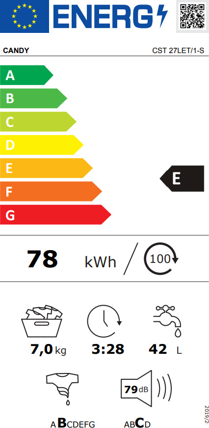 Candy Πλυντήριο Ρούχων Άνω Φόρτωσης 7kg 1200 Στροφών CST 27LET/1-S 31018670