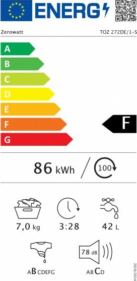 Zerowatt Πλυντήριο Ρούχων Άνω Φόρτωσης 7kg 1200 Στροφών TOZ 272DE/1-S 31011140