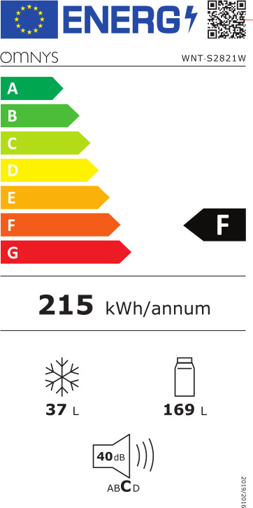 Omnys WNT-S2821W Ψυγείο Δίπορτο 206lt Υ144xΠ55xΒ55εκ. Λευκό