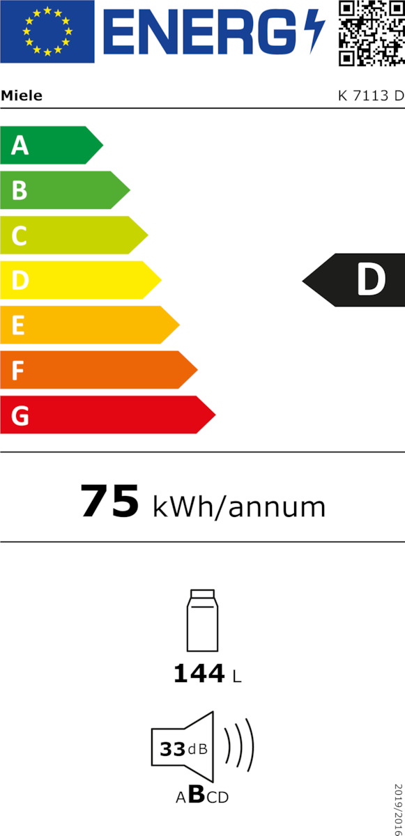 Miele K 7113 D Εντοιχιζόμενο Ψυγείο Συντήρησης 144lt Υ87.4xΠ55.8xΒ54.5εκ. Λευκό