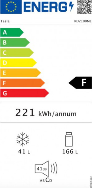 Tesla RD2100M1 Ψυγείο Δίπορτο 207lt Υ143xΠ55xΒ55εκ. Λευκό