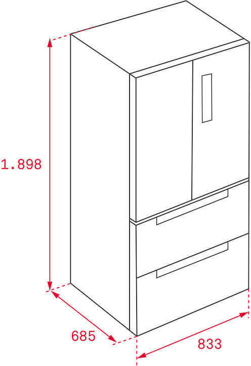 Teka RFD 77820 GBK Black Crystal Ψυγείο Ντουλάπα 535lt Total NoFrost Υ189.8xΠ83.3xΒ68.5εκ. Μαύρο