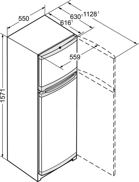 Liebherr CTPel251-21 Ψυγείο Δίπορτο 271lt Υ157.1xΠ55xΒ63εκ. Inox