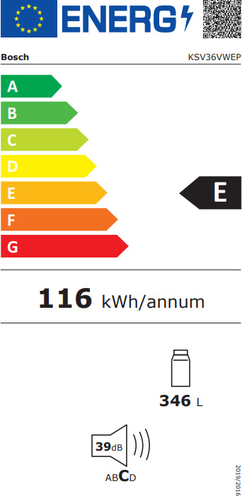 Bosch KSV36VWEP Ψυγείο Συντήρησης 346lt Υ186xΠ60xΒ65εκ. Λευκό