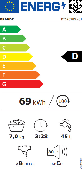 Brandt Πλυντήριο Ρούχων Άνω Φόρτωσης 7kg 1200 Στροφών BT17028G