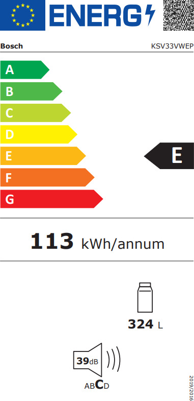 Bosch KSV33VWEP Ψυγείο Συντήρησης 324lt Υ176xΠ60xΒ65εκ. Λευκό