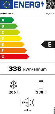 Whirlpool WQ9 U2L Ψυγείο Ντουλάπα 594lt Total NoFrost Υ187.4xΠ90.9xΒ69.8εκ. Inox