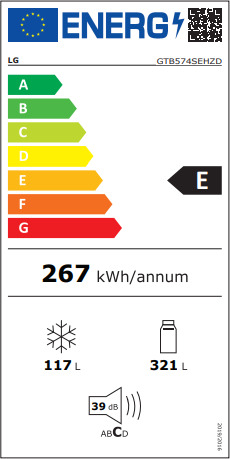 LG GTB574SEHZD Ψυγείο Δίπορτο 438lt Total NoFrost Υ178xΠ70xΒ73εκ. Μπεζ