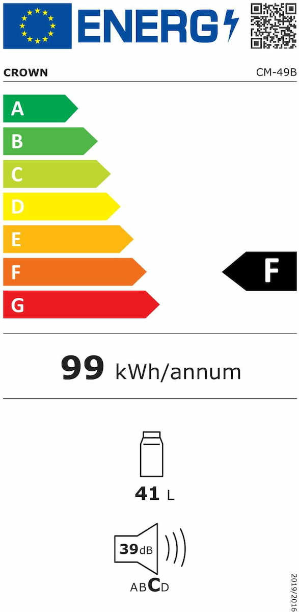 Crown CM-49B Mini Bar 41lt Υ51xΠ44xΒ47εκ. Μαύρο