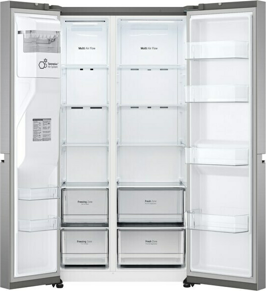 LG GSLV70PZTM Ψυγείο Ντουλάπα 635lt Total NoFrost Υ179xΠ91.3xΒ73.5εκ. Inox