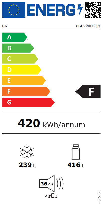 LG GSBV70DSTM Ψυγείο Ντουλάπα 655lt Total NoFrost Υ179xΠ91.3xΒ73.5εκ. Inox