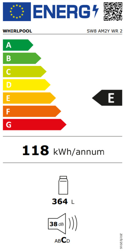 Whirlpool SW8 AM2Y WR 2 Ψυγείο Συντήρησης 364lt Υ187.5xΠ59.5xΒ63εκ. Λευκό