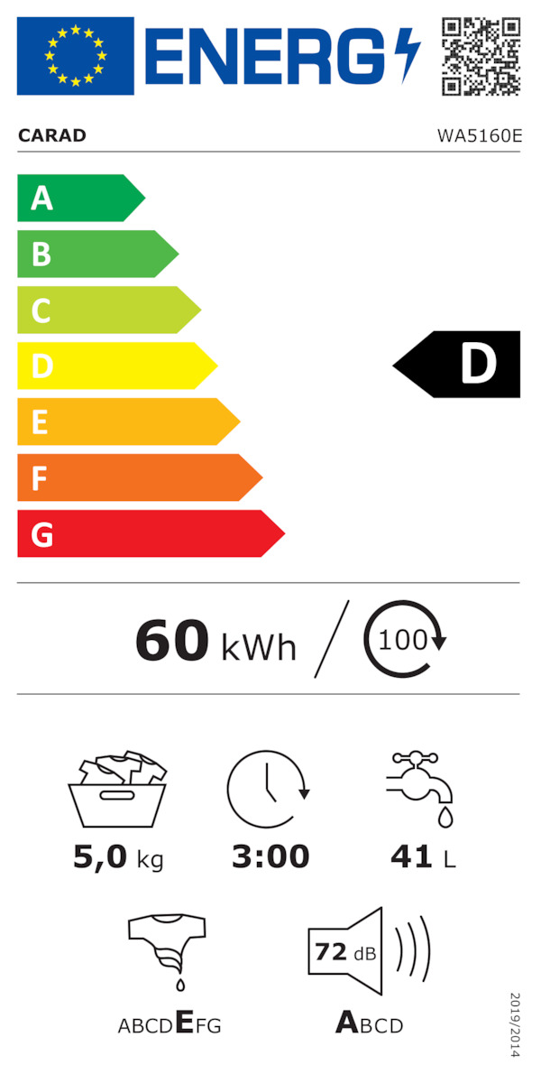 Carad Πλυντήριο Ρούχων 5kg 600 Στροφών WA5160E WA5160E