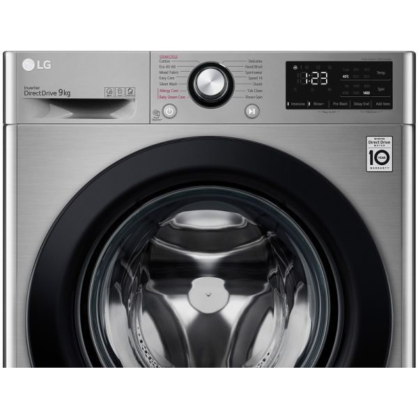 LG Πλυντήριο Ρούχων 9kg με Ατμό 1400 Στροφών Inox F4WV309S6TE