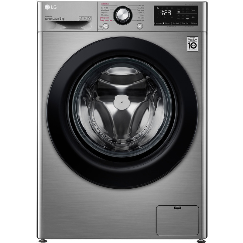 LG Πλυντήριο Ρούχων 9kg με Ατμό 1400 Στροφών Inox F4WV309S6TE