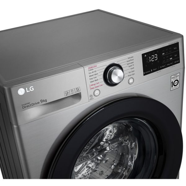 LG Πλυντήριο Ρούχων 9kg με Ατμό 1400 Στροφών Inox F4WV309S6TE