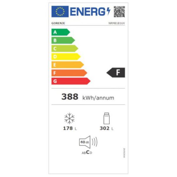 Gorenje NRM8181UX Ψυγείο Ντουλάπα 480lt NoFrost Υ181.7xΠ79.4xΒ70.6εκ. Inox