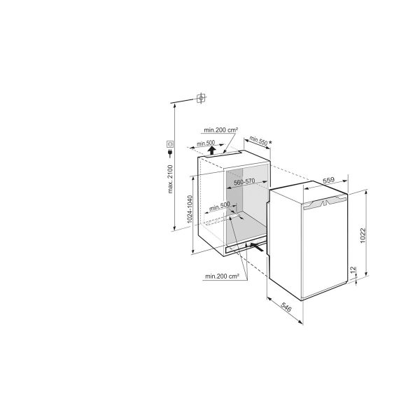 Liebherr IRe 4020 Plus Εντοιχιζόμενο Mini Bar 166lt Υ102.4xΠ56xΒ55εκ. Λευκό