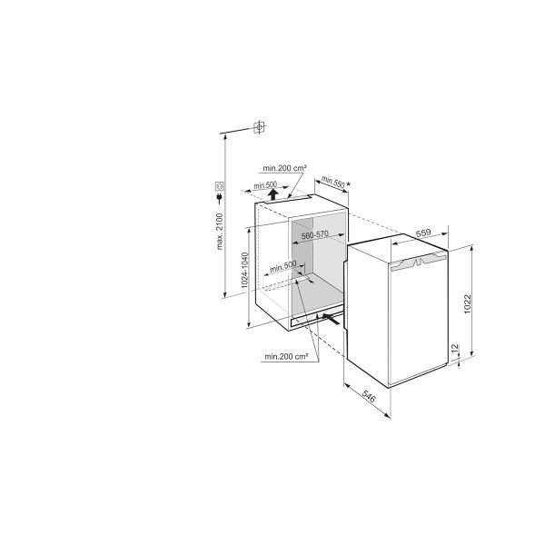 Liebherr IRe 4021 Plus Εντοιχιζόμενο Mini Bar 147lt Υ102.4xΠ56xΒ55εκ. Λευκό