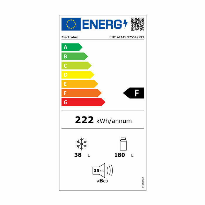 Electrolux ETB1AF14S Ψυγείο Δίπορτο 218lt Υ144.1xΠ54xΒ54.9εκ. Λευκό