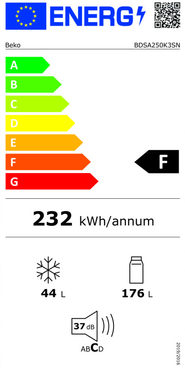 Beko BDSA250K3SN Ψυγείο Δίπορτο 220lt Υ144.8xΠ54xΒ54.5εκ. Λευκό