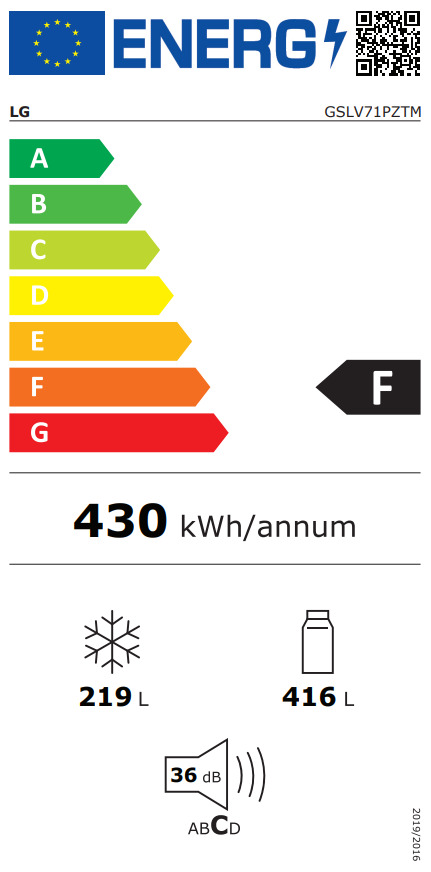 LG GSLV71PZTM Ψυγείο Ντουλάπα 635lt NoFrost Υ179xΠ91.3xΒ73.5εκ. Inox