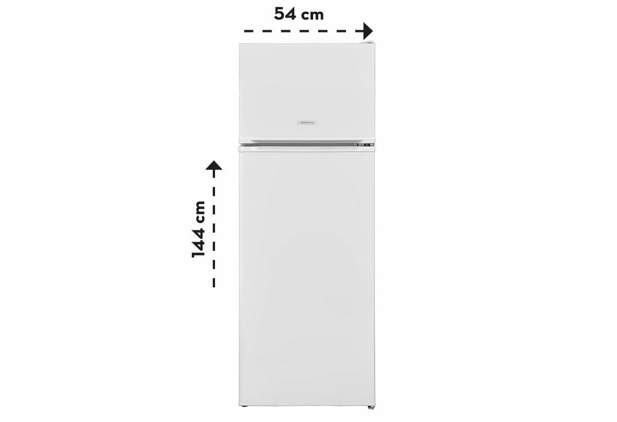 United UND1453R Ψυγείο Δίπορτο 213lt Υ144xΠ54xΒ57εκ. Λευκό