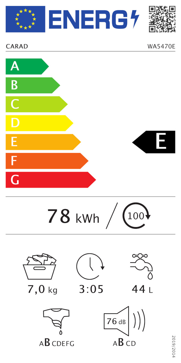 Carad Πλυντήριο Ρούχων 7kg 1200 Στροφών WA5470E WA5470E