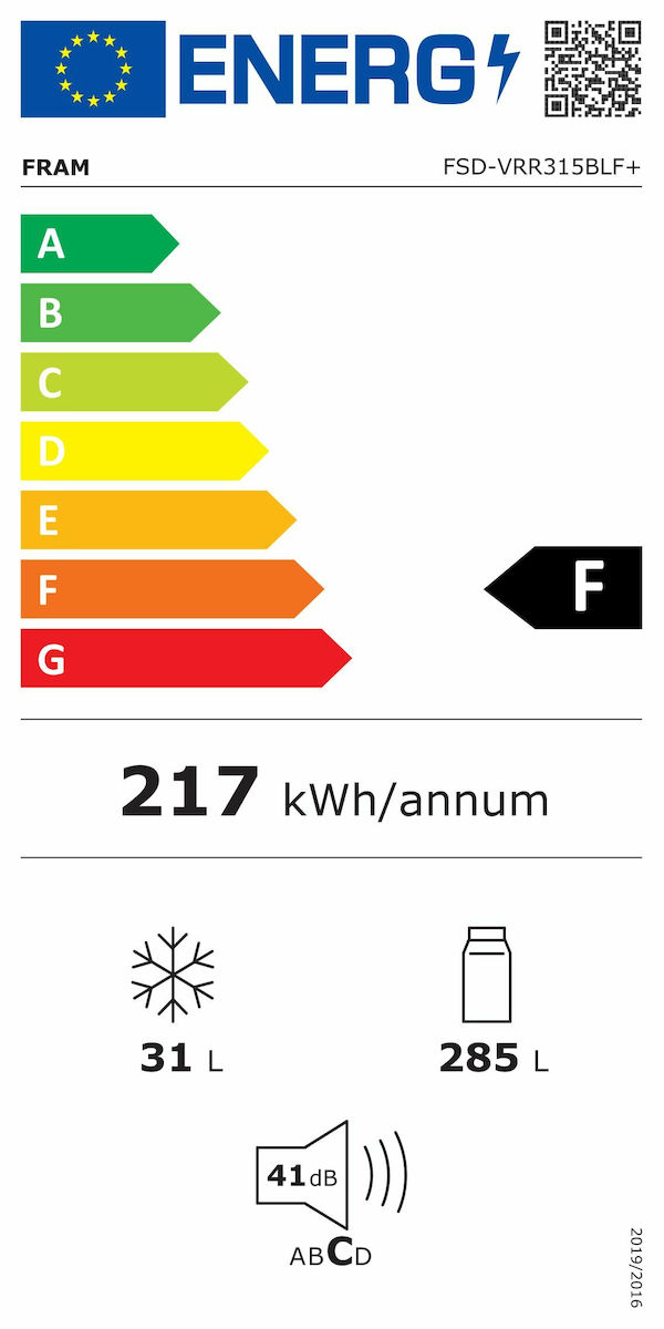 Fram FSD-VRR315BLF+ Retro Μονόπορτο Ψυγείο 316lt Υ176.9xΠ60.5xΒ63.5εκ.