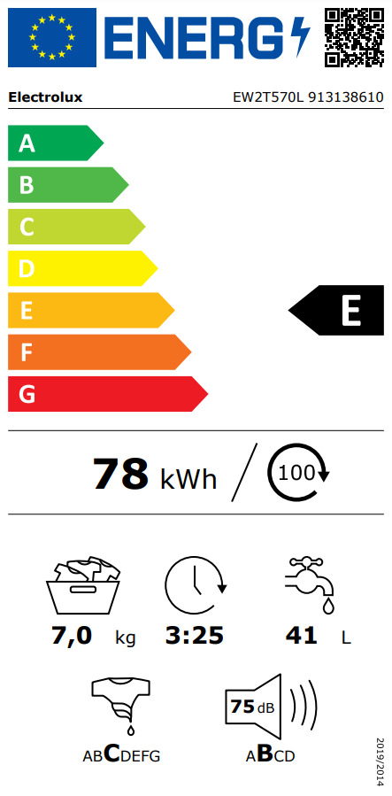 Electrolux Πλυντήριο Ρούχων Άνω Φόρτωσης 7kg 951 Στροφών EW2T570L