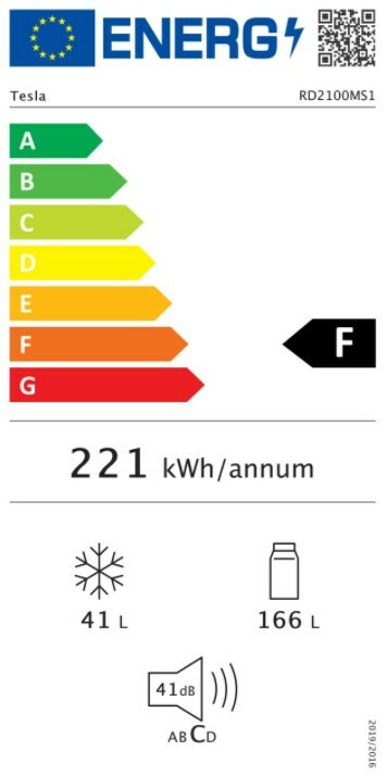 Tesla RD2100MS1 Ψυγείο Δίπορτο 207lt Υ143xΠ55xΒ55εκ. Inox