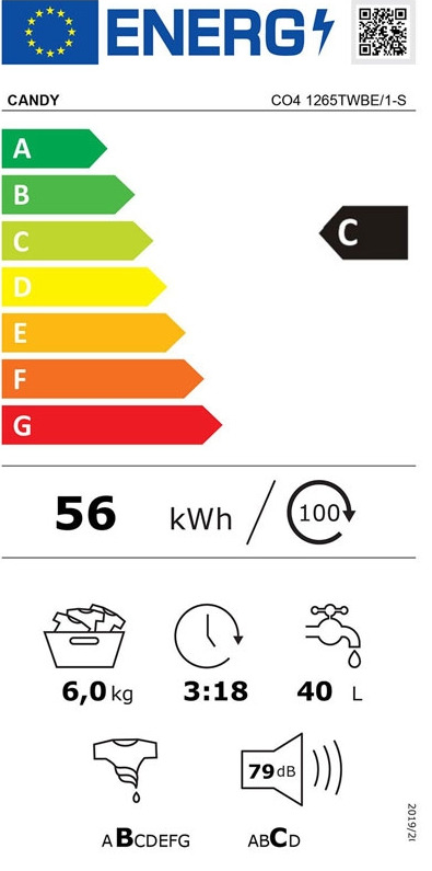 Candy Πλυντήριο Ρούχων 6kg 1200 Στροφών CO4 1265TWBE/1-S