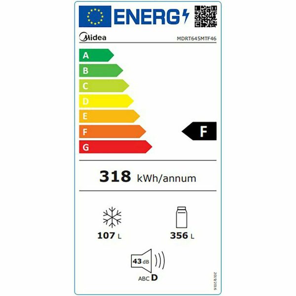 Midea MDRT645MTF46 Ψυγείο Δίπορτο 463lt NoFrost Υ188xΠ70xΒ69.1εκ. Inox