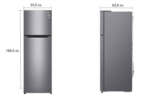 LG GTB362PZCMD Ψυγείο Δίπορτο 254lt Total NoFrost Υ166.5xΠ55.5xΒ62εκ. Inox