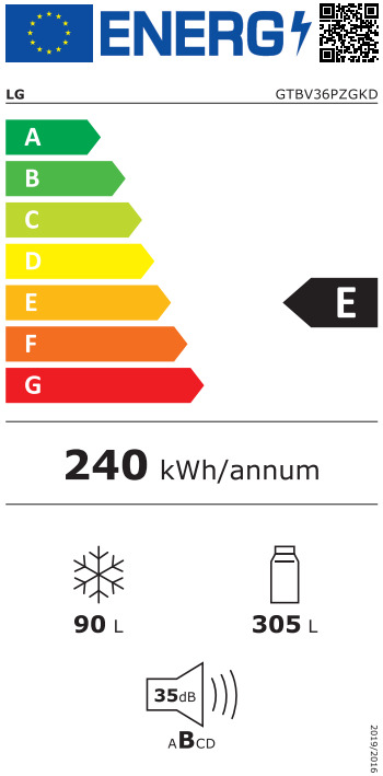 LG GTBV36PZGKD Ψυγείο Δίπορτο 395lt Total NoFrost Υ176xΠ70xΒ68εκ. Inox