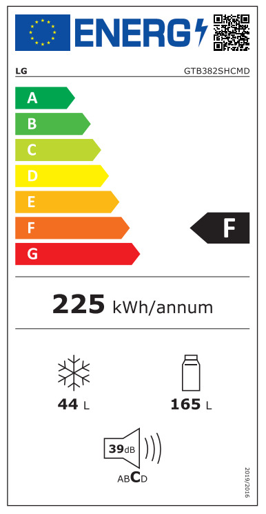 LG GTB382SHCMD Ψυγείο Δίπορτο 209lt Total NoFrost Υ152xΠ55.5xΒ58.5εκ. Λευκό