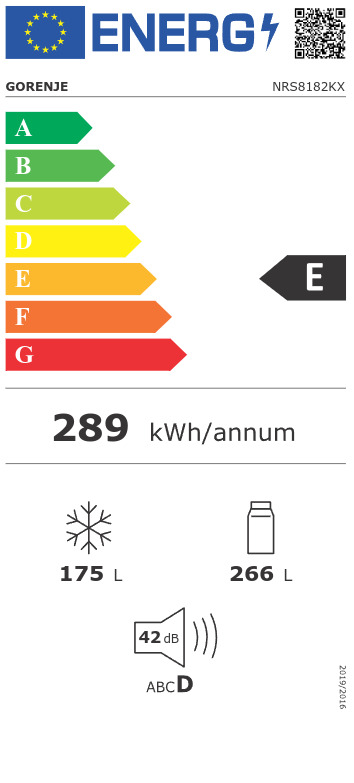 Gorenje NRS8182KX Ψυγείο Ντουλάπα 441lt NoFrost Υ177.7xΠ82.2xΒ62.3εκ. Inox