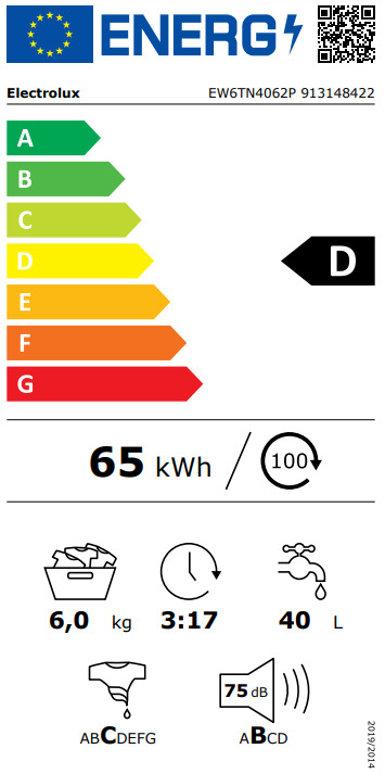 Electrolux Πλυντήριο Ρούχων Άνω Φόρτωσης 6kg 1000 Στροφών EW6TN4062P