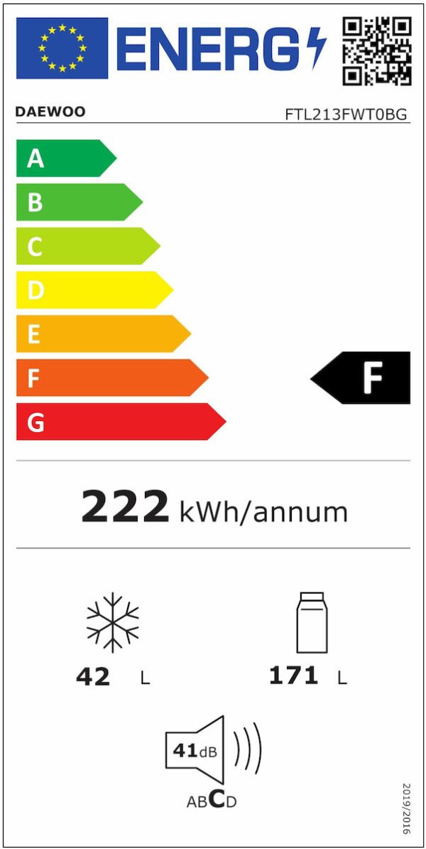 Daewoo FTL213FWT0BG Ψυγείο Δίπορτο 213lt Υ144xΠ54xΒ57εκ. Λευκό