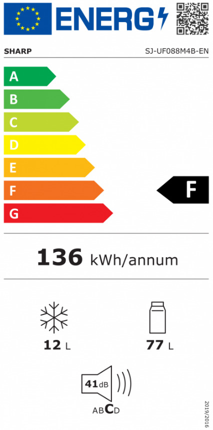 Sharp SJ-UF088M4B-EN Mini Bar 89lt Υ82.1xΠ48xΒ50εκ. Μαύρο