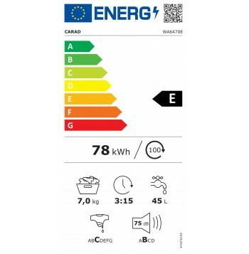 Carad Πλυντήριο Ρούχων 7kg 1200 Στροφών WA6470E WA6470E