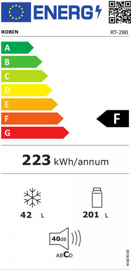 Robin RT-280 Ψυγείο Δίπορτο 243lt Υ160xΠ54xΒ60εκ. Inox