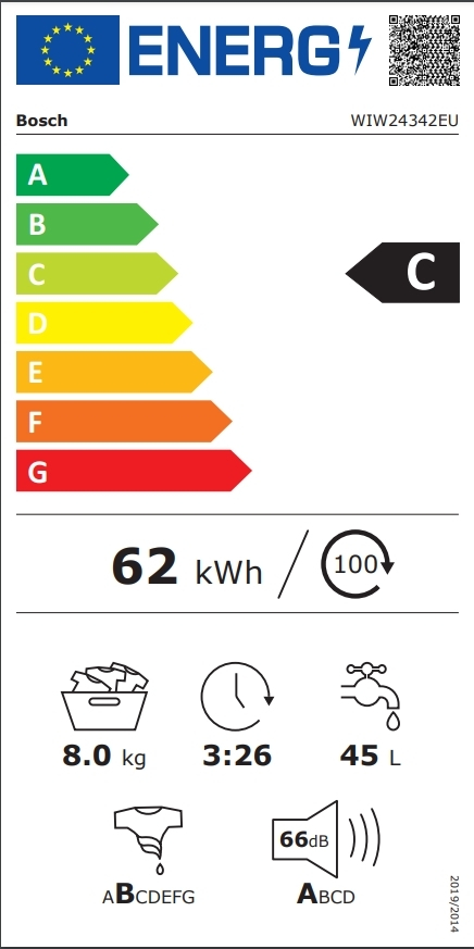 Bosch Εντοιχιζόμενο Πλυντήριο Ρούχων 8kg 1200 Στροφών WIW24342EU