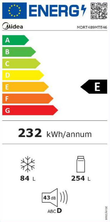 Midea MDRT489MTE46 Ψυγείο Δίπορτο 338lt Total NoFrost Υ172.4xΠ59.5xΒ69.5εκ. Inox