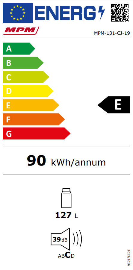 MPM MPM-131-CJ-19 Ψυγείο Συντήρησης 127lt Υ85xΠ55xΒ58εκ. Λευκό