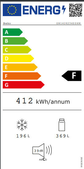 Beko GN1426234ZDXN Ψυγείο Ντουλάπα 565lt NoFrost Υ182xΠ90.8xΒ75εκ. Μπλε