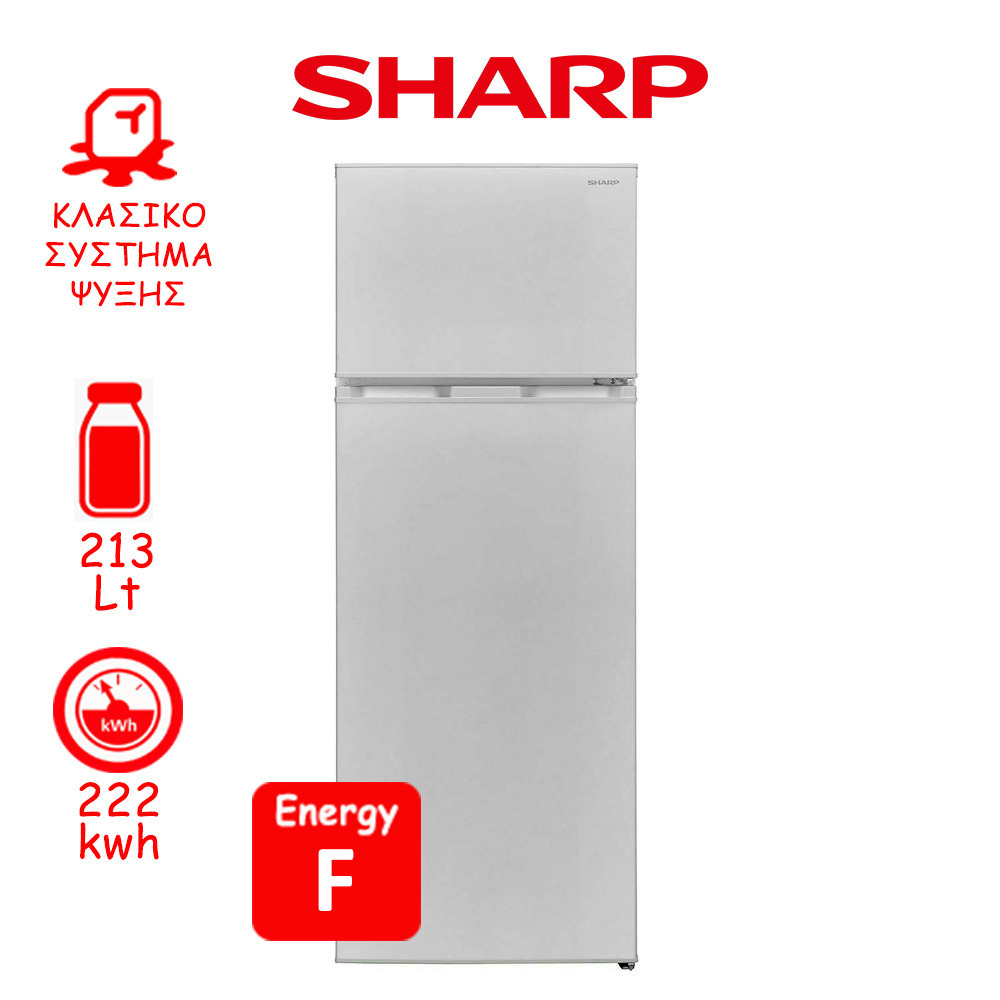 Sharp SJ-TB01ITXWF Ψυγείο Δίπορτο 213lt Υ144xΠ54xΒ57εκ. Λευκό