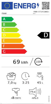 Fram Πλυντήριο Ρούχων 7kg 1400 Στροφών Καφέ FWM-V714T2BRD+++ FWM-V714T2BRD+++