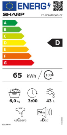 Sharp Πλυντήριο Ρούχων 6kg 1000 Στροφών ES-HFA6102WD